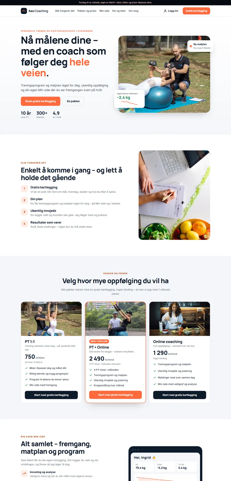 Forsiden til Aas Coaching på PC