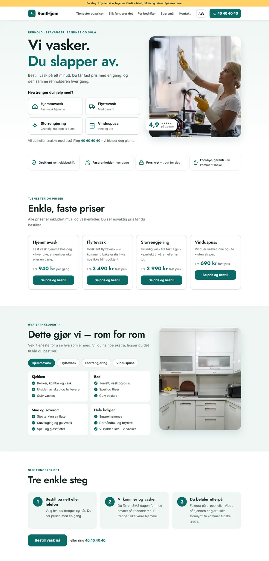Forsiden til RentHjem på PC